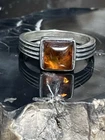 Vintage Sterling Silver Baltic Amber Ring Size 9