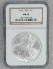 2005 1 oz. .999 American Silver Eagle NGC MS69 (028)