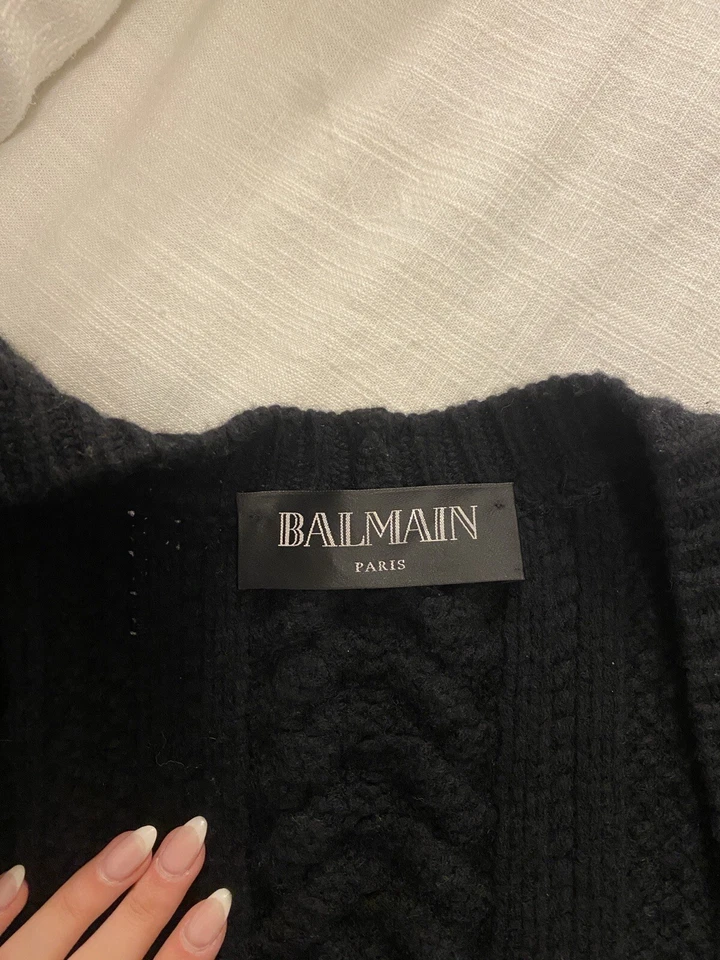 Balmain 💯% Cárdigan Lana con Botones Dorado Talla 34 Foto 2 de 3