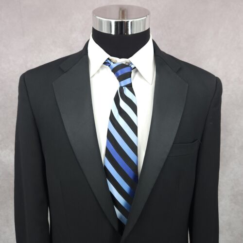 Versini Tuxedo Blazer Jacket Mens 38R Black Sports Coat Jacket 1 Button Wool - Picture 3 of 15