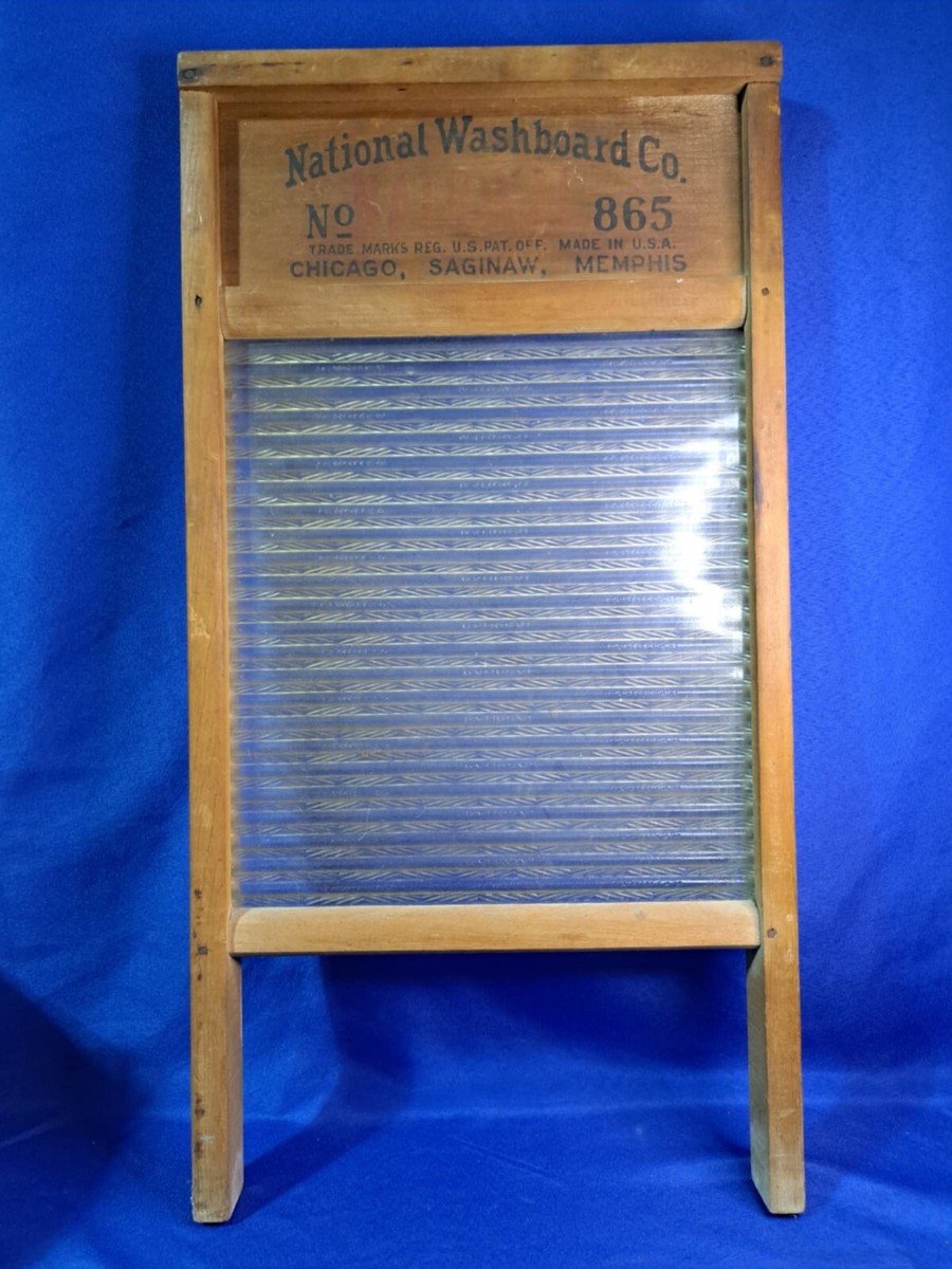 Vintage National Washboard Co. Wood/ Glass Washboard #865