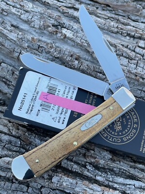 CASE XX *a 2024 SMOOTH NATURAL ZEBRA WOOD TRAPPER KNIFE KNIVES NEW