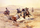 Charles Russell "Roping a Steer "