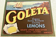 Vintage Goleta Mint Lemon Crate Label 1940's Calif.!