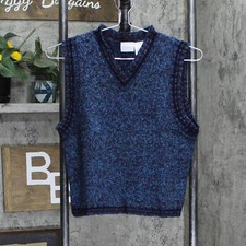 Arizona Jean Company Boys Youth Knit Acrylic Dress Sweater Vest Blue Multi 14