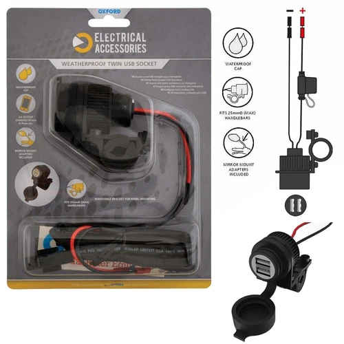 Oxford EL102 Dual USB Handy Ladegerät Buchse Motorrad passt Honda CB500X