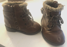 Wonder Nation Toddler Girls Brown Boots Size 4 Zip Up
