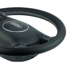 Lenkradhülle passend Audi A3 8P Lenkradbezug Echtleder Lenkrad Bezug Naht weiß