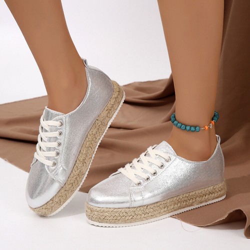 Damen Freizeit Flats Damen Halbschuhe Sneaker Plateau Wandern Atmungsaktiv Bequem Schuh - Bild 15 von 15