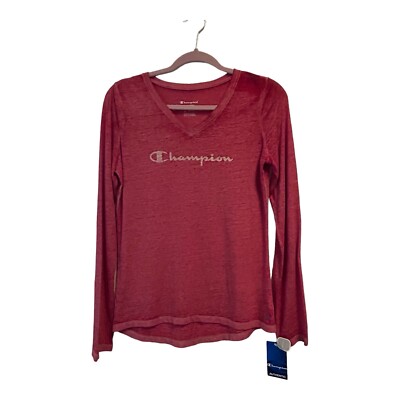 Champion Long Sleeve Tshirt Deep Raspberry Pink Heather Washed Womens S NWT  READ 617914482237|