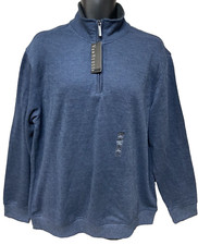 Van Heusen Mens 1/2 Zip Sweater Large Blue Long Sleeve NWT Pullover