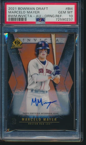 PSA 10 MARCELO MAYER AUTO 2021 Bowman Invicta ORANGE REFRACTOR #/25 RC GEM MINT