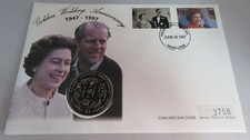 1947-1997 GOLDEN WEDDING ANNIVERSARY 1 DOLLAR COIN FIRST DAY COVER PNC & INFO