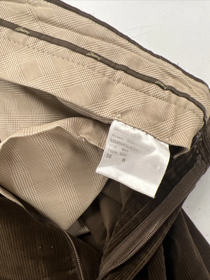 FALL/WINTER Brioni Men's Brown Solid Cotton Blend Corduroy Pants 32X26 $1,195 - Image 3 of 4