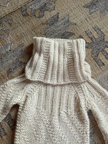 TSE SAY / Ivory Cableknit Oversized Alpaca Fisherman Wool Turtleneck Sweater /XS - Picture 5 of 7