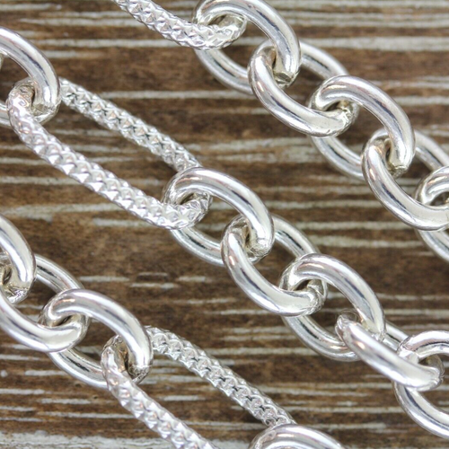 VINTAGE SCHWERE STERLINGSILBER 925 KETTE GLIEDER HALSKETTE 18,25" KLAMMERSCHICHT RETRO