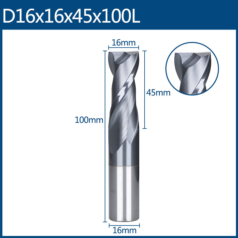 Slot Drill End Mill 118mm 2 Flute HRC 45 Tungsten Carbide CNC Milling
