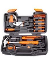 CARTMAN 39 Piece Tool Set General Household Hand Kit with Plastic Toolbox Sto...