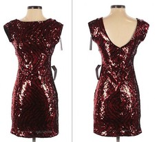 NWT Sz 2 Guess Dress Red Xs Women’s Wet look seqiuins