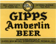 GIPP'S BREWING AMBERLIN BEER LABEL T SHIRT PEORIA IL SIZES SMALL-XXXLARGE (F)
