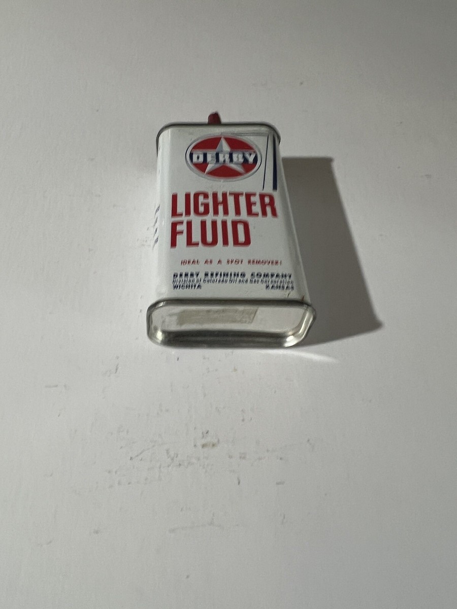 Rare Vintage Derby Refining Co. Lighter Fluid Can Tin Clean Oiler 