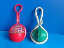 2 ANTIQUE CELLULOID BABY RATTLES
