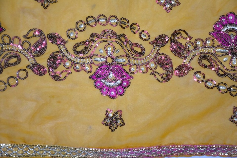 Exotic Dupatta Long Indian Hijab Women Scarf Floral Hand Embroidery