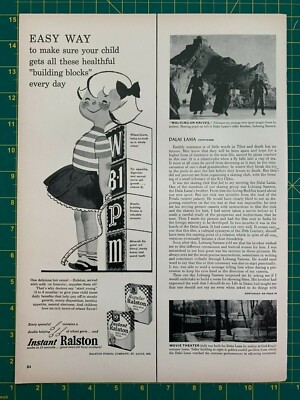 1954 Vintage Instant Regular Ralston Delicious Hot Cereal For Kids Print Ad B1