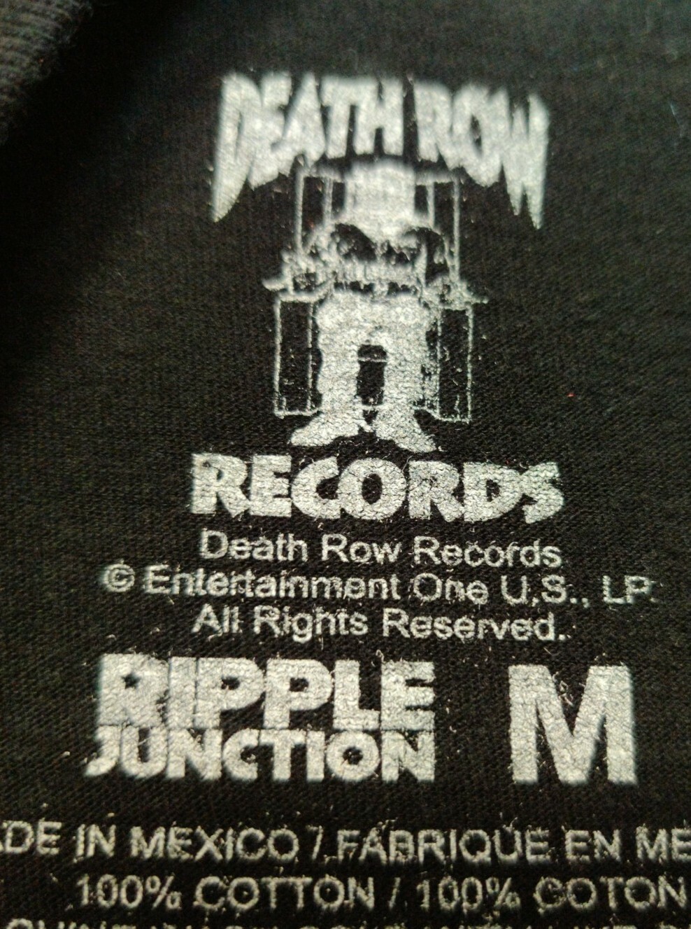 FILA T shirt DEATH ROW Records hip hop musica rap fiamme di fuoco nera med 38" vestibilità piccola