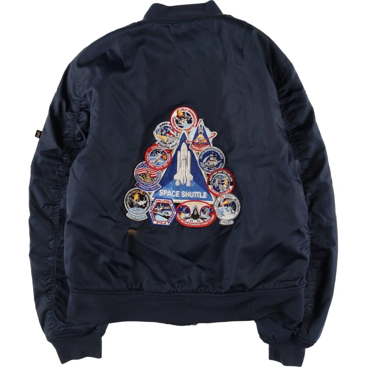 【美品】ALPHA　フライトジャケット　MA-1　NASA　アポロ　ネイビー Civilian product Alpha ALPHA NASA MA-1 type padded military
