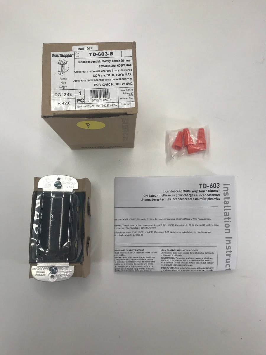 Legrand WattStopper TD 603 B Incandescent Multi Way Touch Dimmer Black NEW