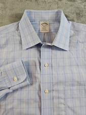 Brooks Brothers Shirt Men Blue 16.5 4/5 Regent No Iron Supima Cotton Long Sleeve