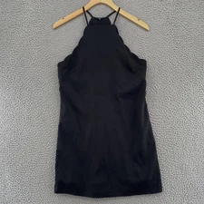 Lulus Dress Womens Extra Small Endlessly Endearing Black Mini Scalloped Halter