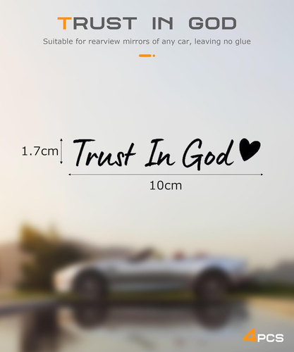 4PCS Car Stickers,Cars Decals,Car Accessories Trust in God Rearview Mirror Stick - Picture 2 of 12