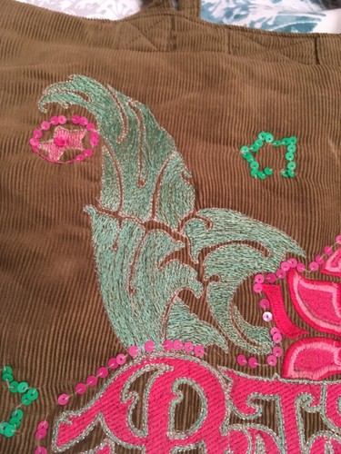 Protest embroidered shoulder bag green pink cord boho beach surf vintage Retro - Picture 4 of 11