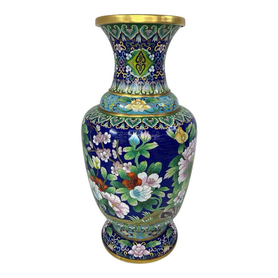 Large Antique Chinese Cloisonné Vase - Flower Enamel Brass - Image 4 of 4