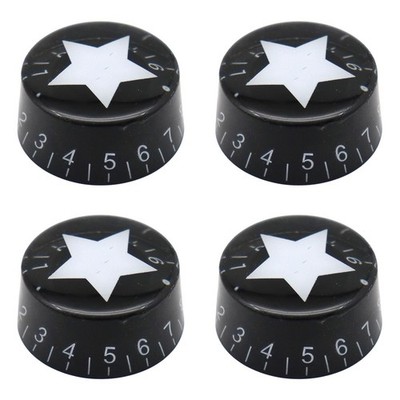 4Pcs Acrylic Guitar Knobs Black Inlaid White Star Volume Tone Control Knobs