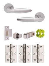 JTB72065 Jigtech Parma Internal Door handles 3x Hinges 1x Latch - Satin / Chrome