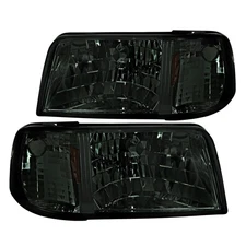 Fit 1993-1997 Ford Ranger Smoke Lens Tinted 1PC Style Headlights Signal Lamps