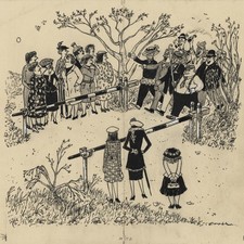 Illustration Humor Droth Men's Day Cartoon Drawing Ink Signed 1958