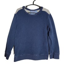 Zara Knitwear Boys Navy Blue Elbow Patch Sweater 5-6 Kids Waffle Quilted Back
