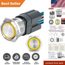 Momentary 22mm Push Button Switch, Waterproof Stainless Steel with LED