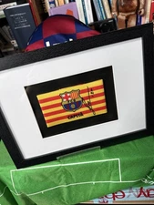 Barcelona- Fantastic Lionel Messi Framed Handsigned Captains Armband (coa)