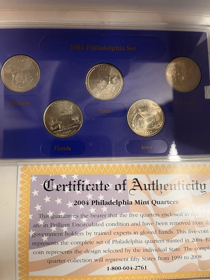 2 Sets Each of 2004 Denver/Philadelphia State Quarters Plus 1 Gold Plated Set - Image 4 of 4