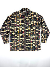 Vintage 90s Pierre Cardin Abstract Art Geometric Print Button Up Shirt Mens L