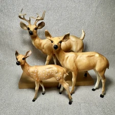 Vintage Breyer Deer Family Buck Doe Fawn Wildlife Series Animal Creation 3123