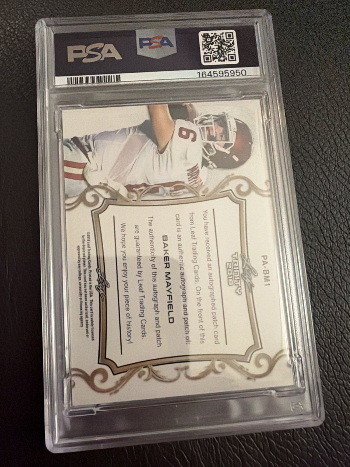 BAKER MAYFIELD game used WORN JERSEY Autographed SIGNED RC Auto Leaf /25 PSA 9 view 5