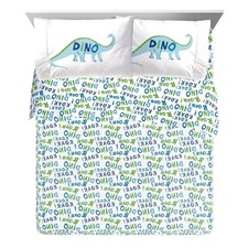 NEW Sunny Side Up Dino Roar Full Double Bed Size Sheets 4 Piece Set Dinosaur