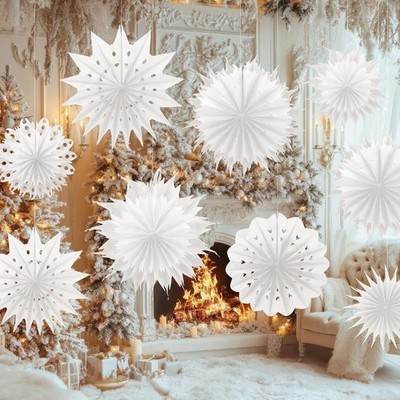 Epakh 18 Pcs Large Paper Snowflakes Hanging Winter Decoration 3D Paper
