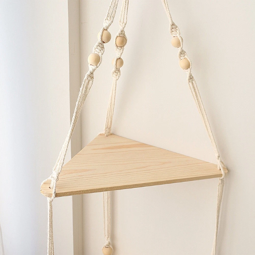 1 PCS Shelves with Wood Shelf Beige Handmade Shelf for Hanging Plant and1566